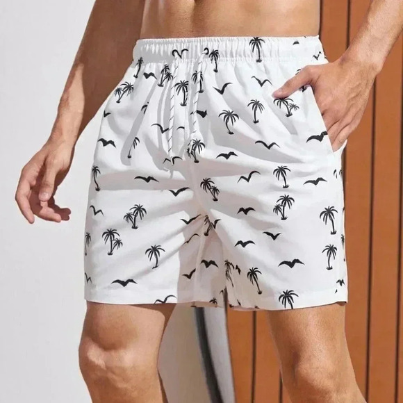 White Mens Swim Shorts - Picture 3 of 6